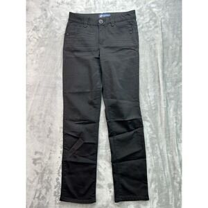 Democracy Jeans Womens Sz 6 Black Straight Stretch Whiskered Mid Rise Denim Fade